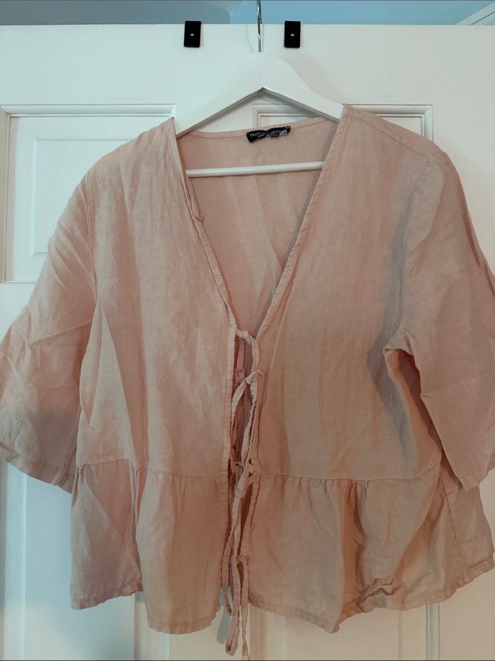 Francesca's Collections Blush Tie-Front Peplum Top